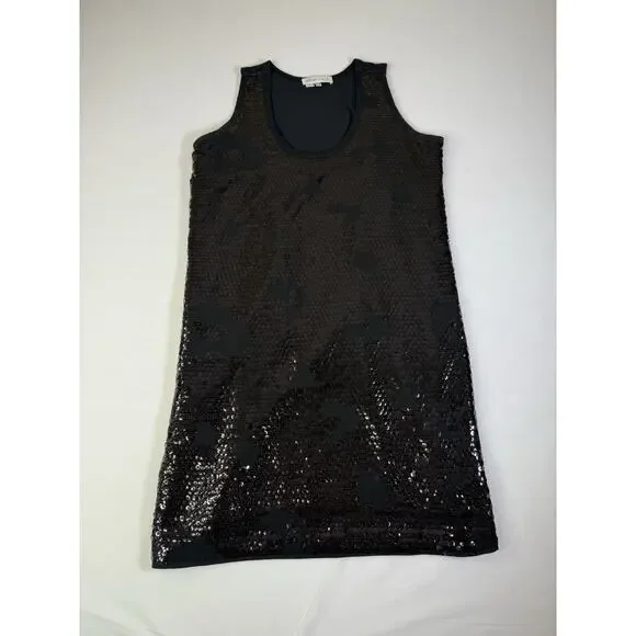 See by CHLOE Sequined Sequin Sleeveless Shift Tank Dress $365 Black USA 8 - Picture 1 of 5